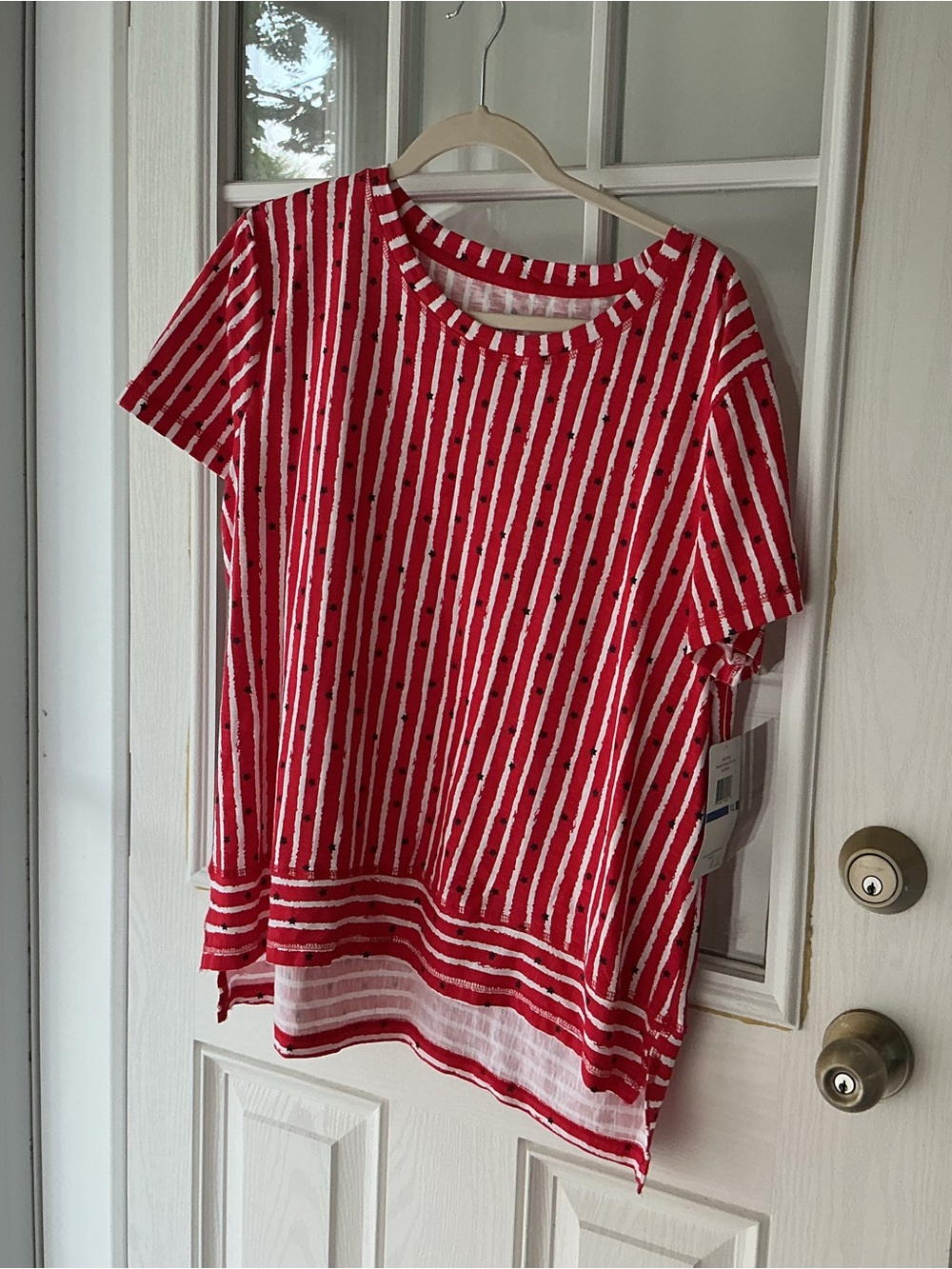 NWT Erika Red and White Striped Short-Sleeve Tee